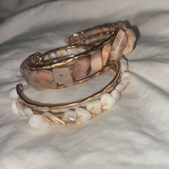 Two Agate Chips Cuff Bracelets - Picture 2 of 10